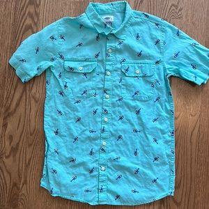Old Navy short sleeve parrot Hawaiian shirt (sz. 12-14)